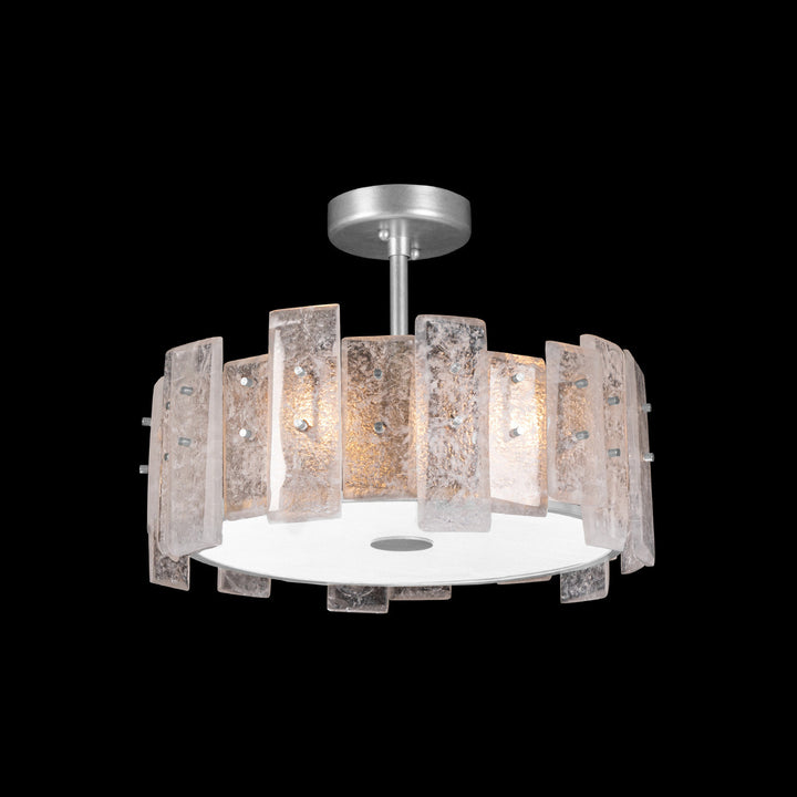 Fine Art Handcrafted Lighting Lunea 22"W Round Semi-Flush Mount in Standard Silver Leaf (910640-1ST)