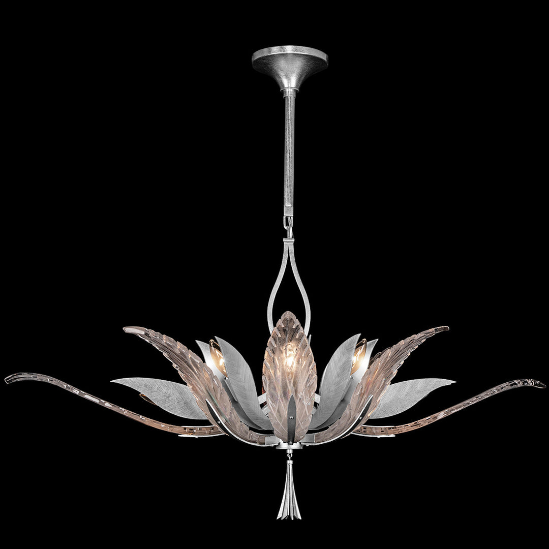 Fine Art Handcrafted Lighting Plume 40"W Oblong Pendant in Standard Silver Leaf, Dichroic Plumes (893740-1ST)
