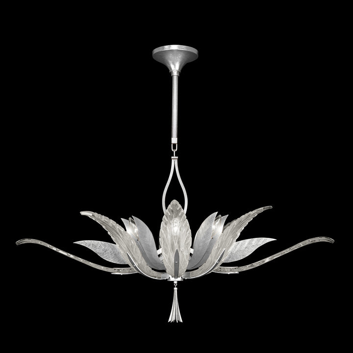 Fine Art Handcrafted Lighting Plume 40"W Oblong Pendant in Standard Silver Leaf, White Plumes (893740-11ST)