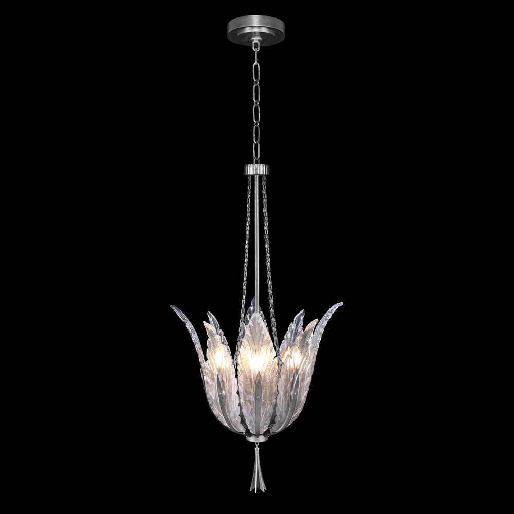 Fine Art Handcrafted Lighting Plume 17.5"W Round Pendant in Standard Silver Leaf, Dichroic Plumes (893940-1ST)
