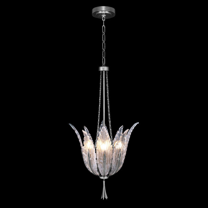 Fine Art Handcrafted Lighting Plume 17.5"W Round Pendant in Standard Silver Leaf, Dichroic Plumes (893940-1ST)