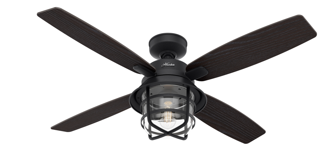 Hunter 52 inch Port Royale Damp Rated Ceiling Fan with LED Light Kit and Handheld Remote Indoor Ceiling Fans Hunter