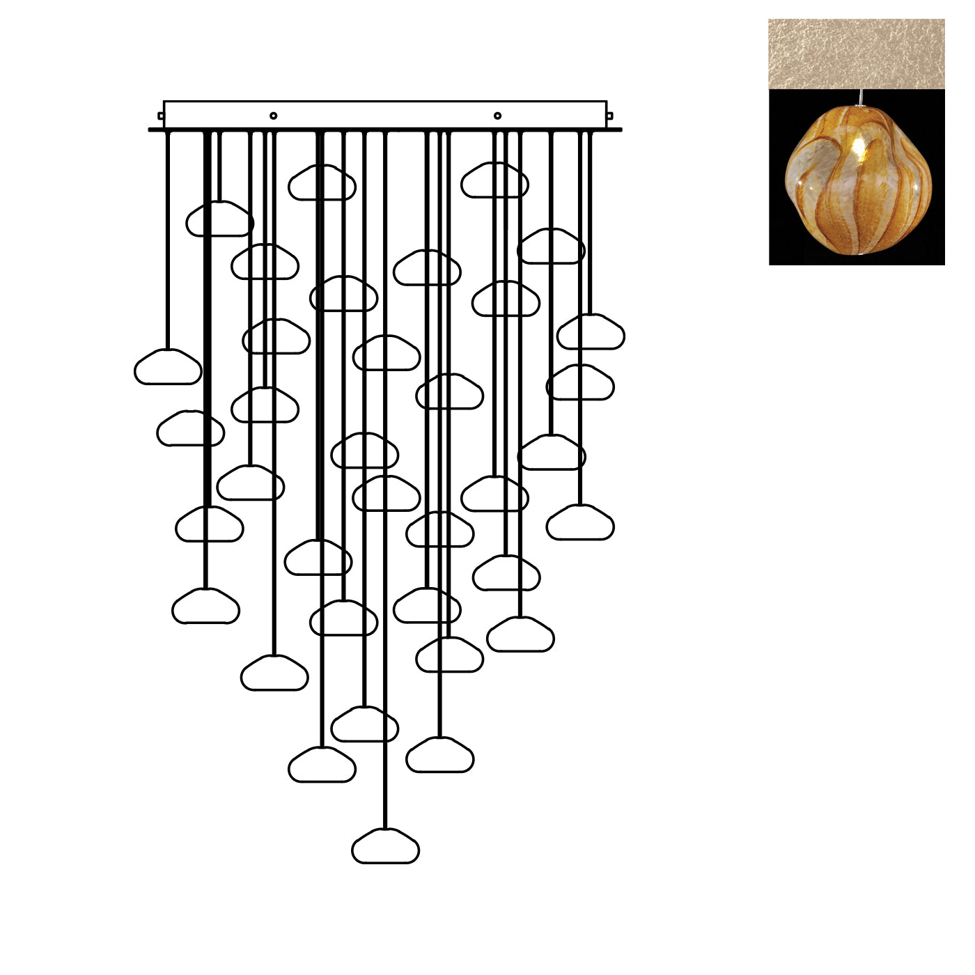Fine Art Handcrafted Lighting Vesta Pendant Pendants Fine Art Handcrafted Lighting Gold w/Amber Glass 34 x 