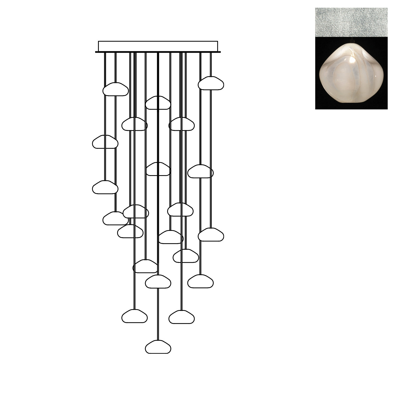 Fine Art Handcrafted Lighting Vesta Pendant Pendants Fine Art Handcrafted Lighting Silver w/White Glass 24 x 