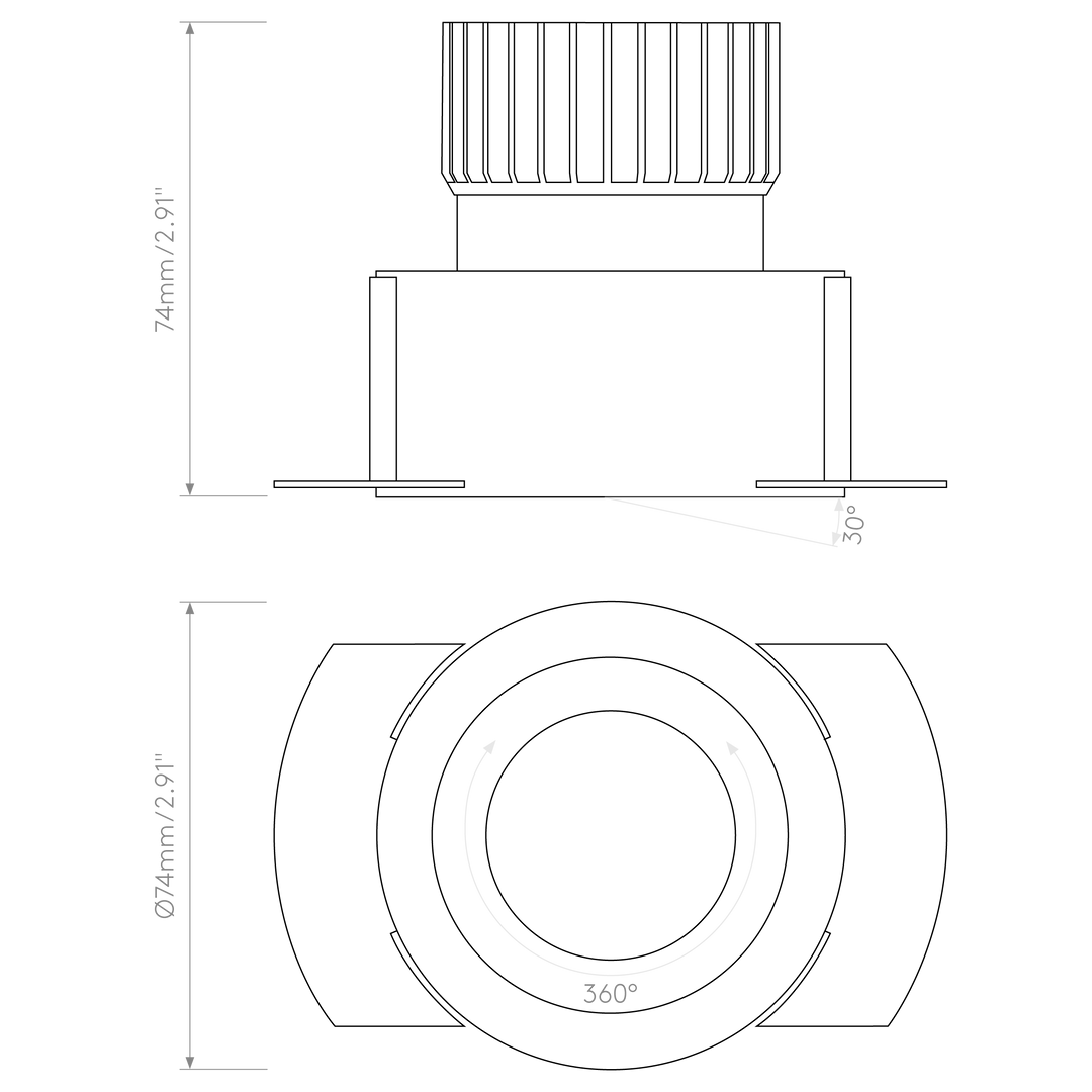Astro Lighting Trimless Round Adjustable LED dimension diagram