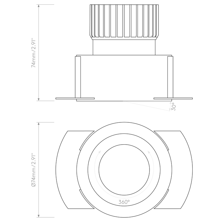 Astro Lighting Trimless Round Adjustable LED dimension diagram