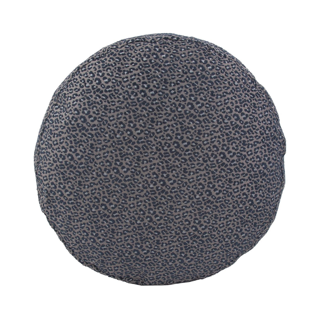 Howard Elliott Collection Round Foot Pouf Lynx Indigo Ottomans Howard Elliott Collection   