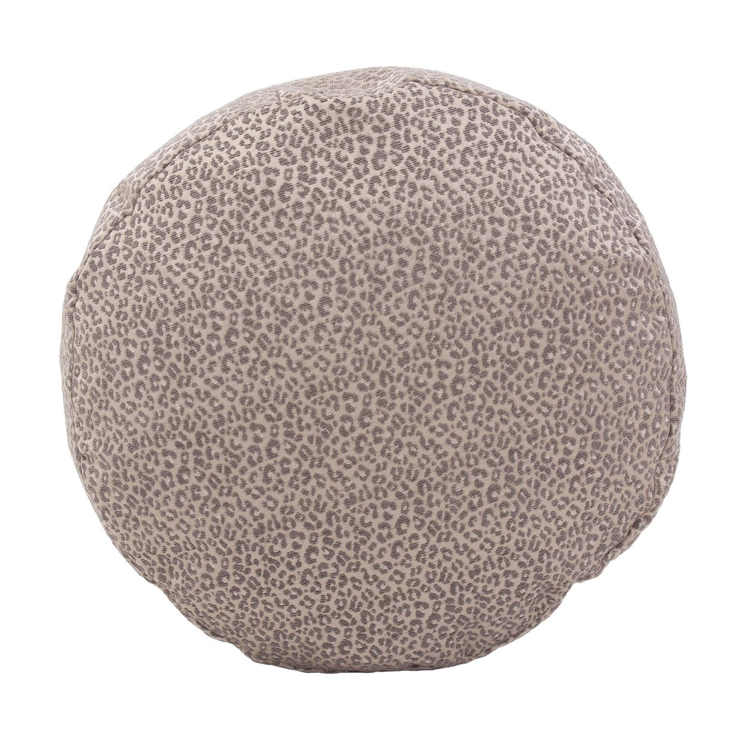 Howard Elliott Collection Round Foot Pouf Lynx Taupe Ottomans Howard Elliott Collection   