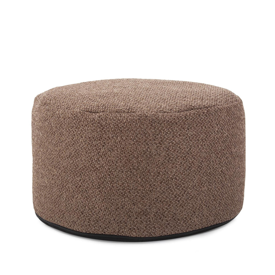 Howard Elliott Collection Round Foot Pouf Panama Chocolate Ottomans Howard Elliott Collection   