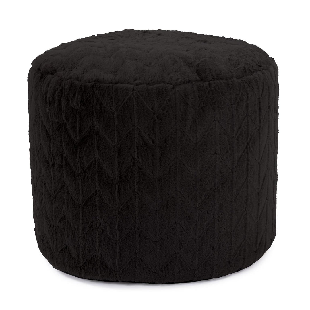 Howard Elliott Collection Tall Pouf Angora Ebony Ottomans Howard Elliott Collection   