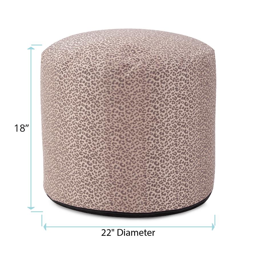 Howard Elliott Collection Round Tall Pouf Lynx Taupe Ottomans Howard Elliott Collection   