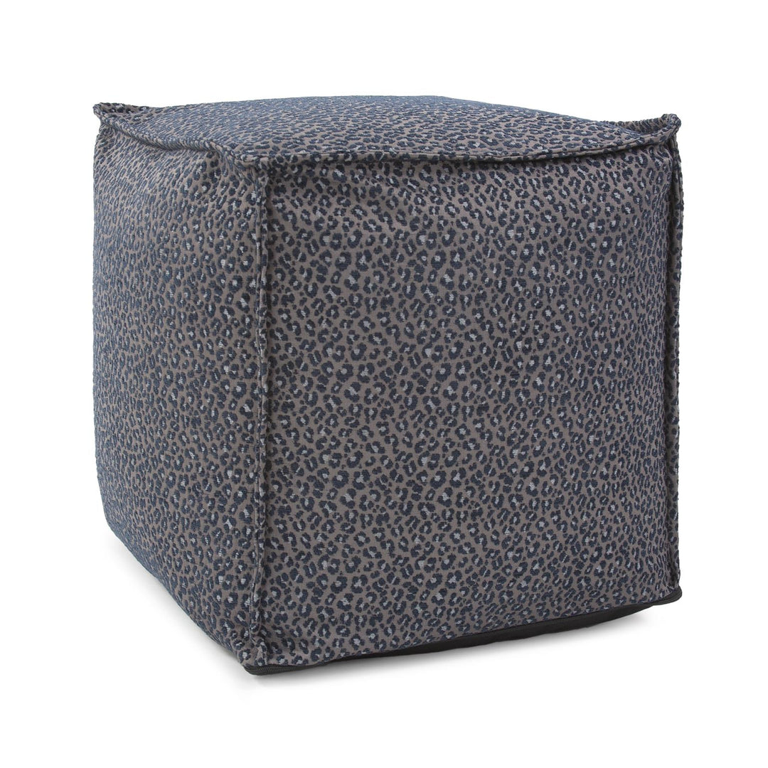 Howard Elliott Collection Square Pouf Lynx Indigo Ottomans Howard Elliott Collection   