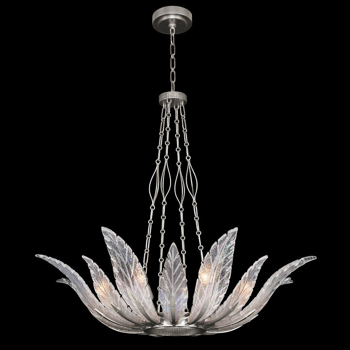 Fine Art Handcrafted Lighting Plume 39"W Round Pendant in Standard Silver Leaf, Dichroic Plumes (894040-1ST)