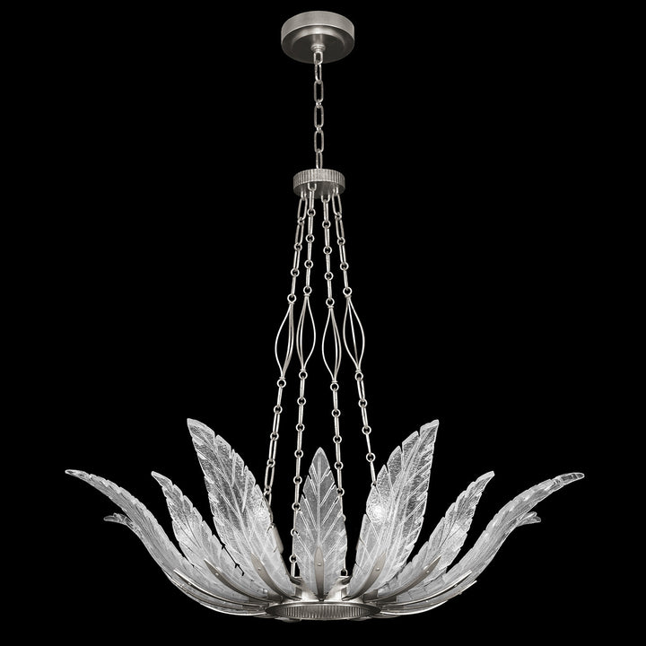 Fine Art Handcrafted Lighting Plume 39"W Round Pendant in Standard Silver Leaf, White Plumes (894040-11ST)