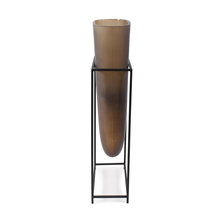 Howard Elliott Bronze Euler Vase with Black Iron Stand