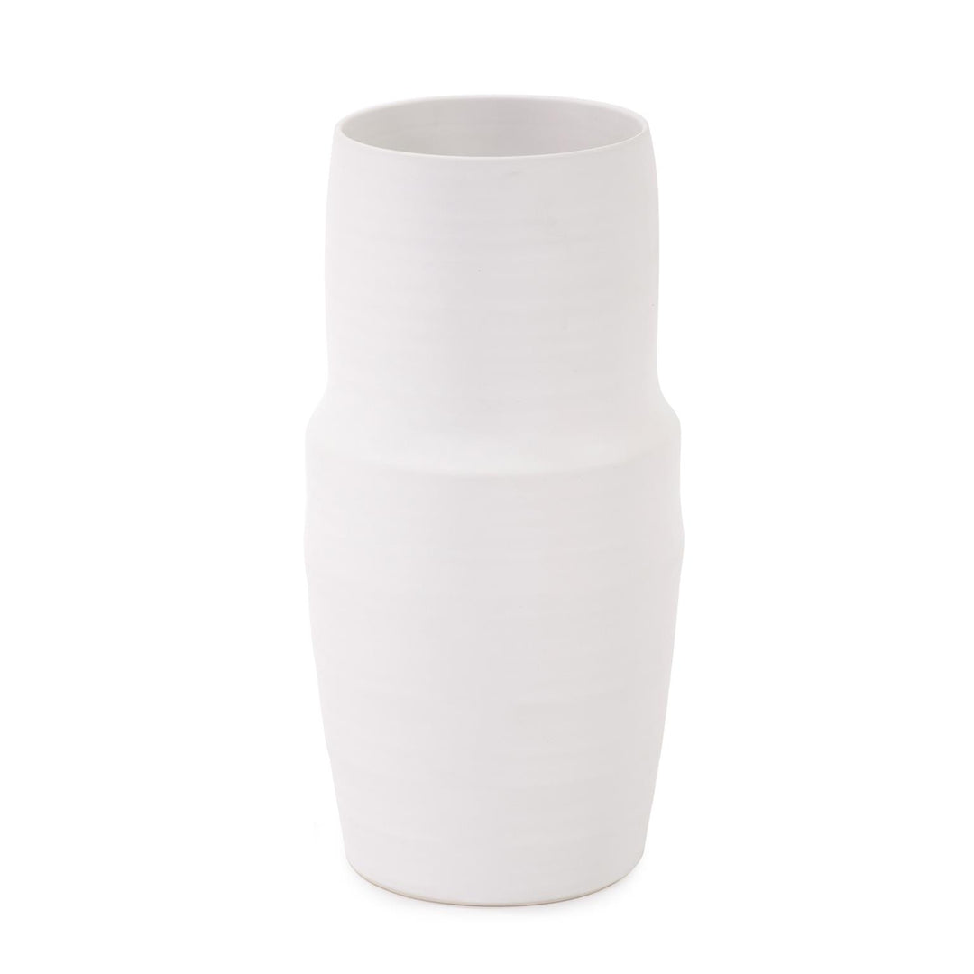 Howard Elliott Collection Marrakesh White Ceramic Tapered Vase, Small