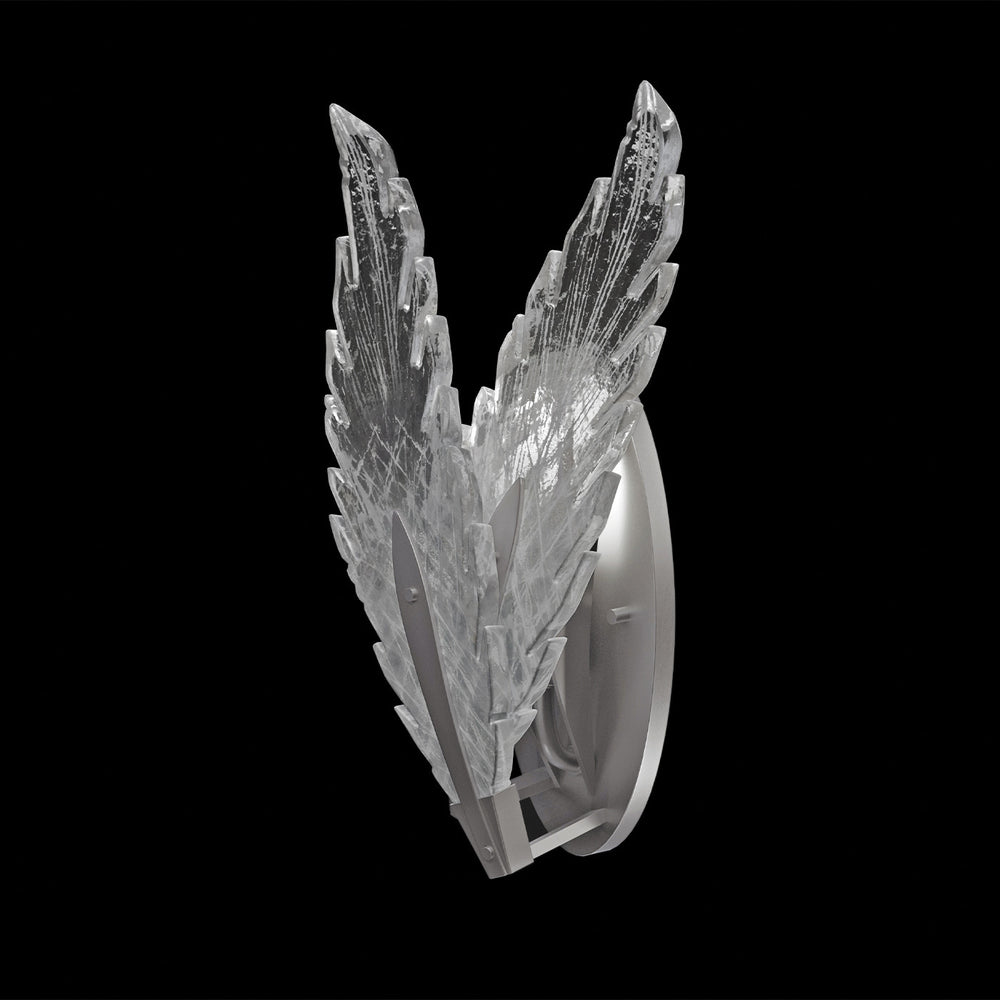 Fine Art Handcrafted Lighting Plume 16"H Sconce in Standard Silver Leaf, Dichroic Plumes (894750-1ST)