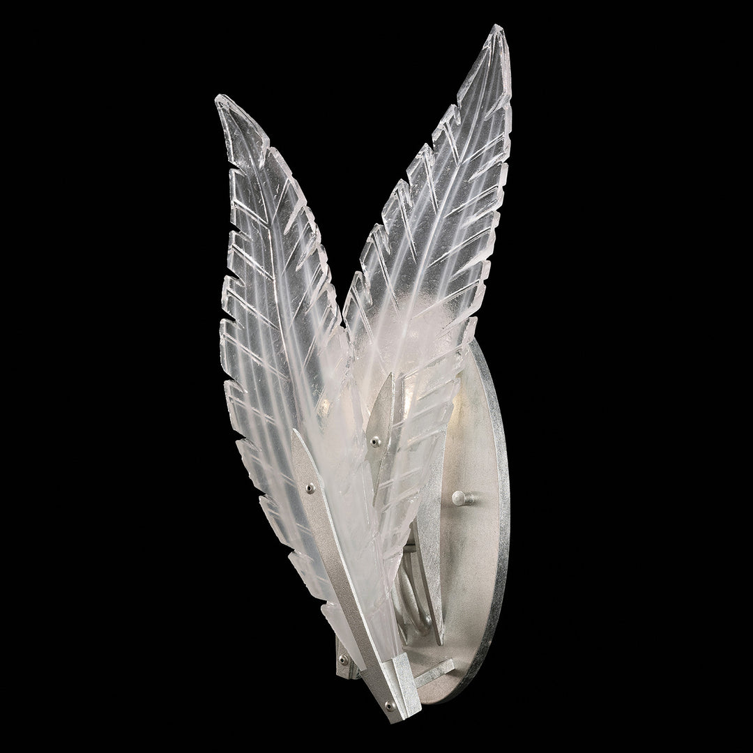 Fine Art Handcrafted Lighting Plume 16"H Sconce in Standard Silver Leaf, White Plumes (894750-11ST)