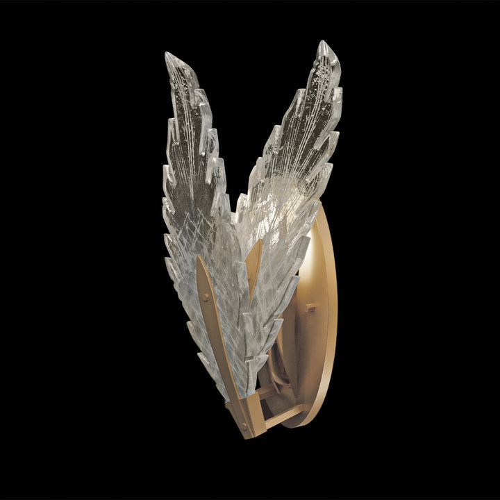 Fine Art Handcrafted Lighting Plume 16"H Sconce in Standard Soft Gold Leaf, Dichroic Plumes (894750-2ST)