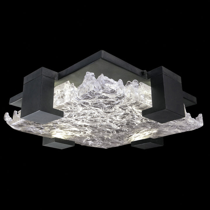 Fine Art Handcrafted Lighting Terra 16.75"W Square Flush Mount in Standard Black Iron, Clear (895440-11ST)