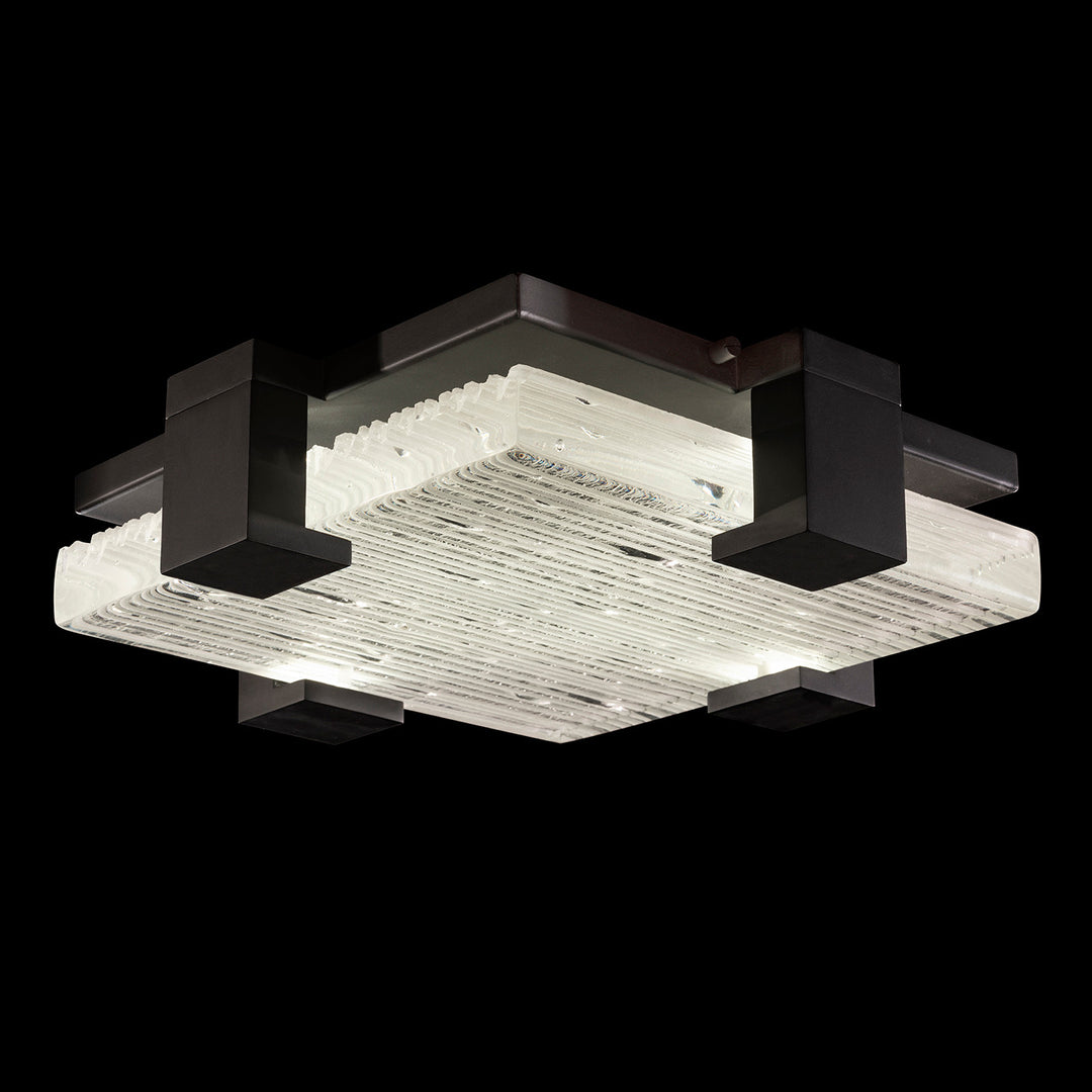 Fine Art Handcrafted Lighting Terra 16.75"W Square Flush Mount in Standard Black Iron, Rake Clear (895440-15ST)