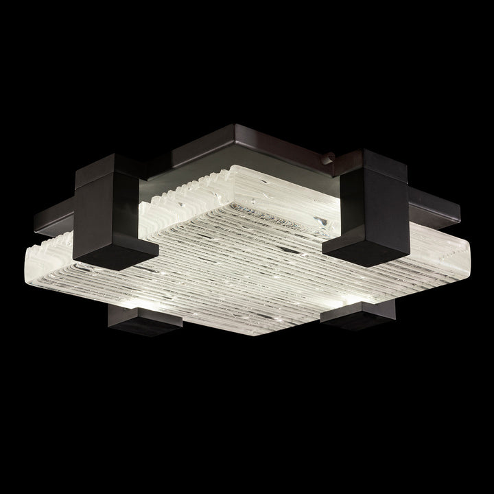 Fine Art Handcrafted Lighting Terra 16.75"W Square Flush Mount in Standard Black Iron, Rake Clear (895440-15ST)