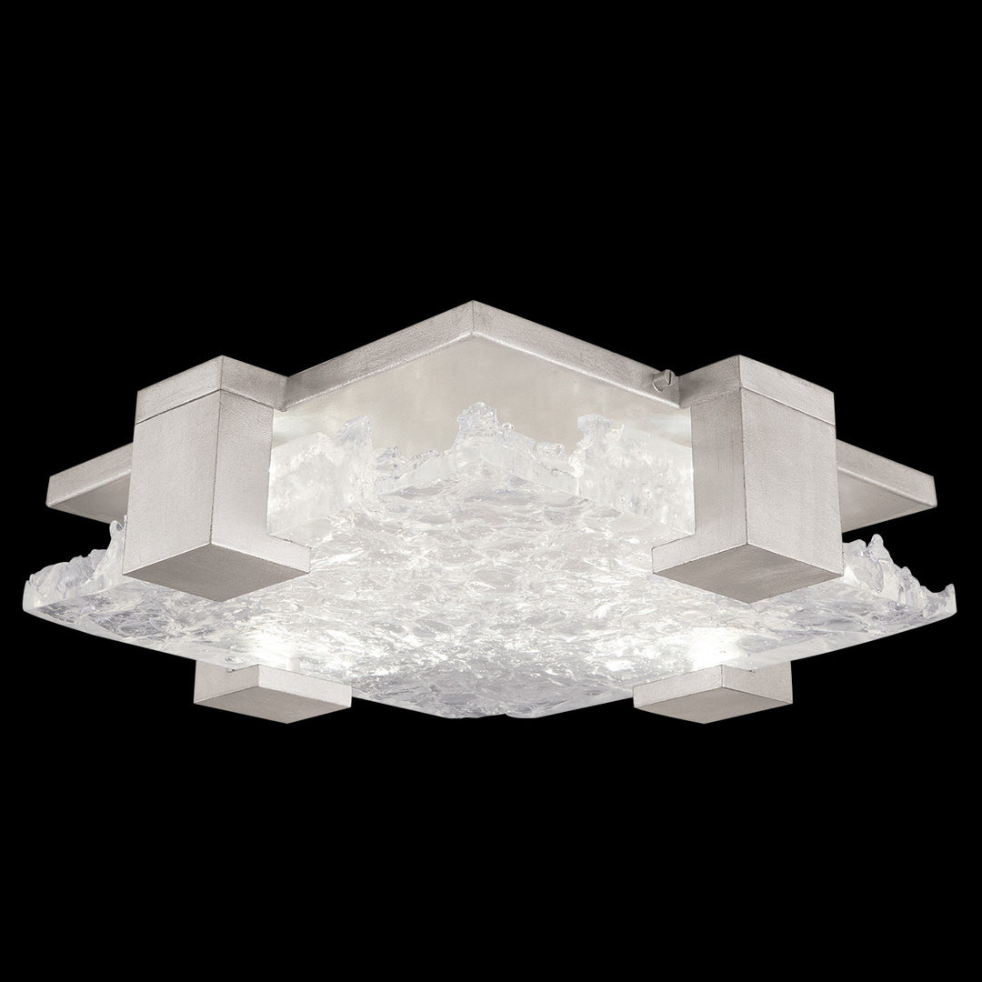 Fine Art Handcrafted Lighting Terra 16.75"W Square Flush Mount in Standard Silver Leaf, Clear (895440-21ST)