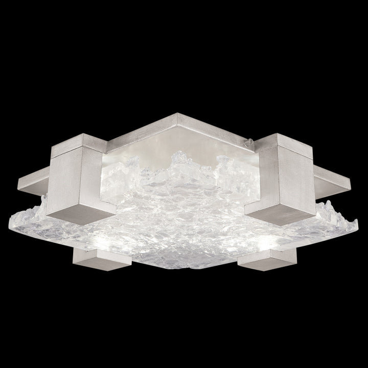 Fine Art Handcrafted Lighting Terra 16.75"W Square Flush Mount in Standard Silver Leaf, Clear (895440-21ST)
