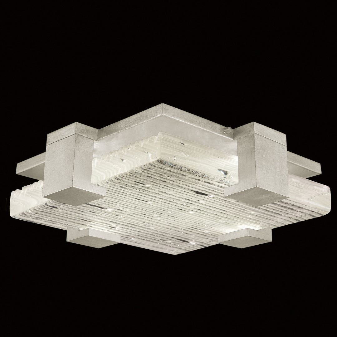 Fine Art Handcrafted Lighting Terra 16.75"W Square Flush Mount in Standard Silver Leaf, Rake Clear (895440-25ST)