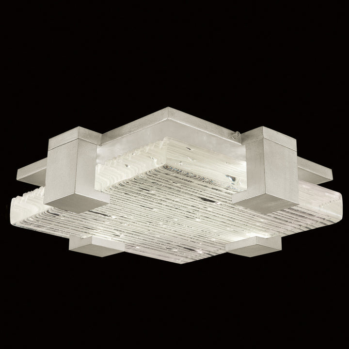 Fine Art Handcrafted Lighting Terra 16.75"W Square Flush Mount in Standard Silver Leaf, Rake Clear (895440-25ST)