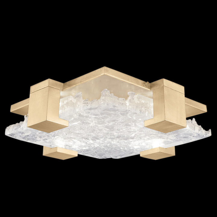 Fine Art Handcrafted Lighting Terra 16.75"W Square Flush Mount in Standard Soft Gold Leaf, Clear (895440-31ST)