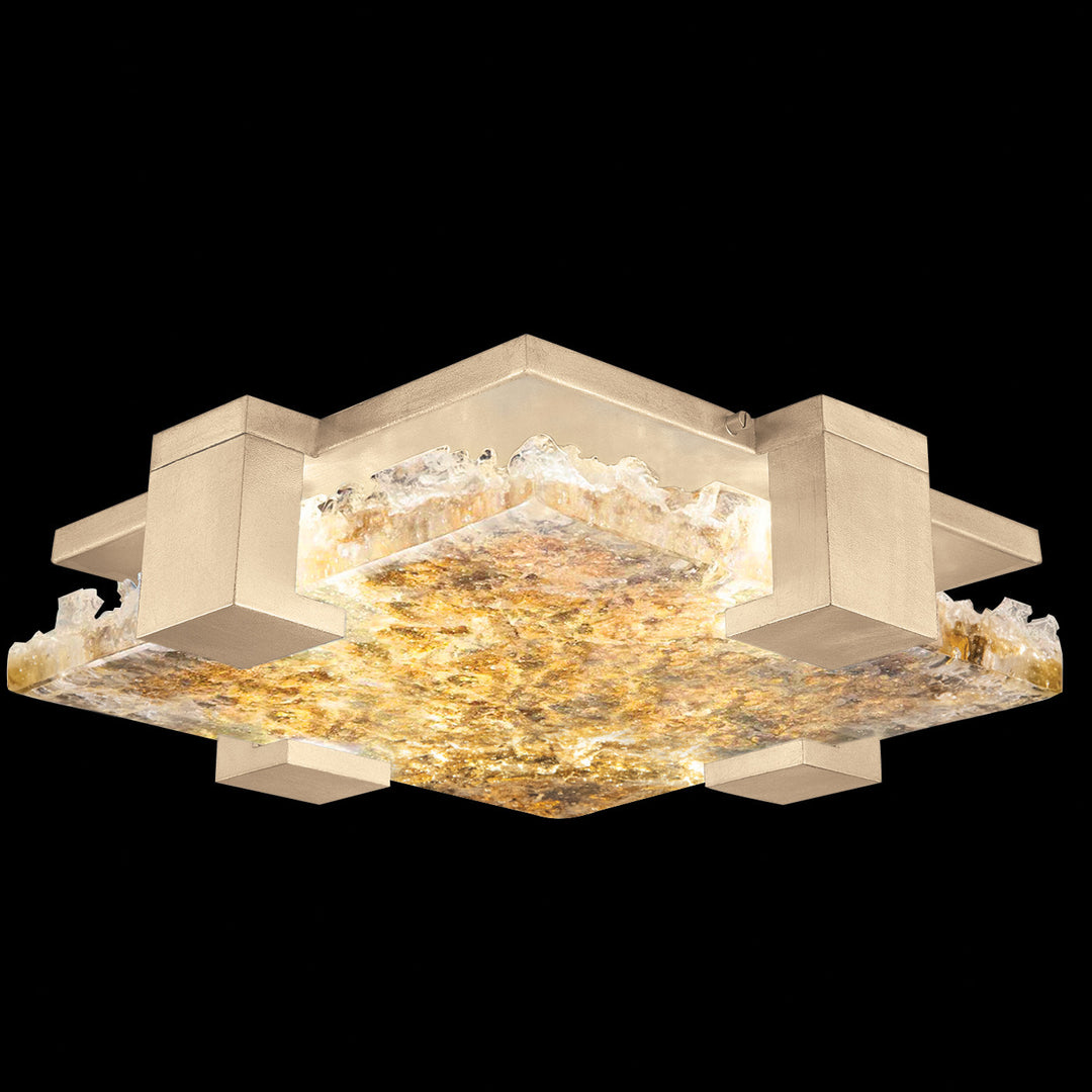Fine Art Handcrafted Lighting Terra 16.75"W Square Flush Mount in Standard Soft Gold Leaf, Gold Leaf (895440-32ST)
