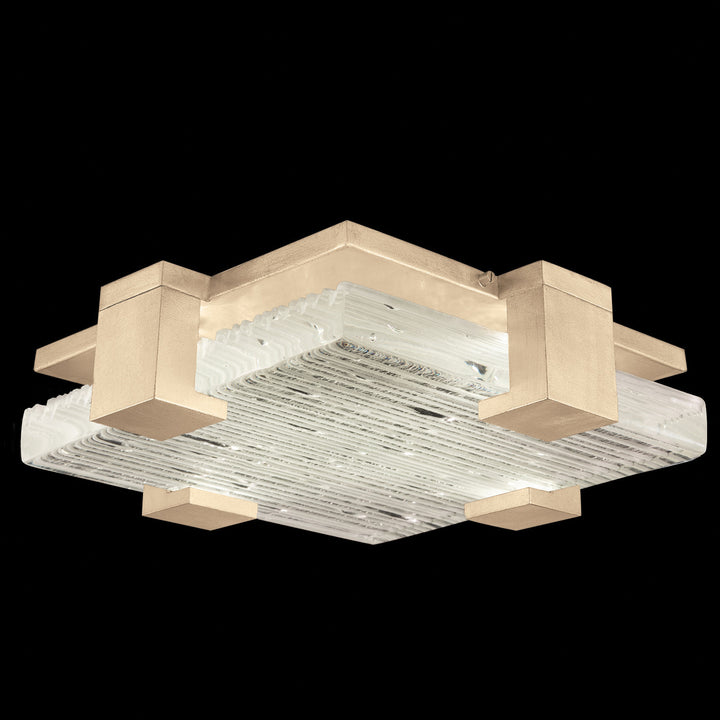 Fine Art Handcrafted Lighting Terra 16.75"W Square Flush Mount in Standard Soft Gold Leaf, Rake Clear (895440-35ST)