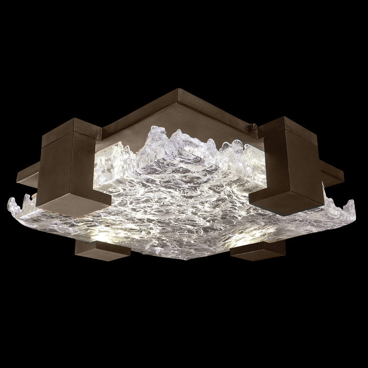 Fine Art Handcrafted Lighting Terra 16.75"W Square Flush Mount in Bronze, Clear (895440-41ST)