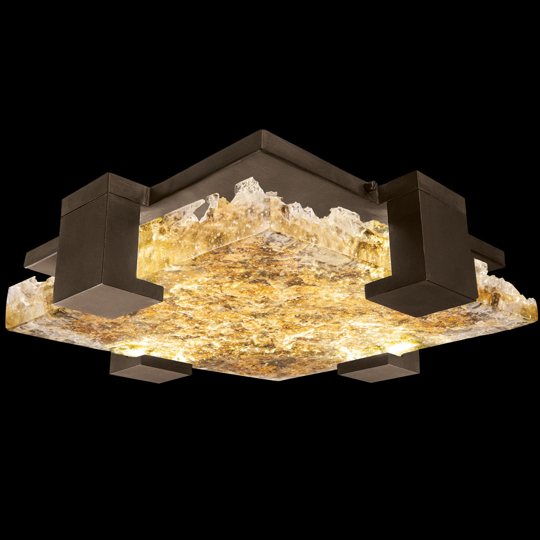 Fine Art Handcrafted Lighting Terra 16.75"W Square Flush Mount in Bronze, Gold Leaf (895440-42ST)