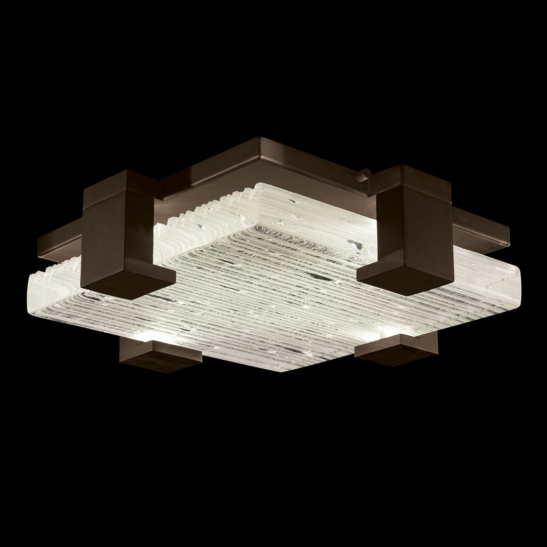 Fine Art Handcrafted Lighting Terra 16.75"W Square Flush Mount in Bronze, Rake Clear (895440-45ST)