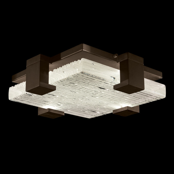 Fine Art Handcrafted Lighting Terra 16.75"W Square Flush Mount in Bronze, Rake Clear (895440-45ST)