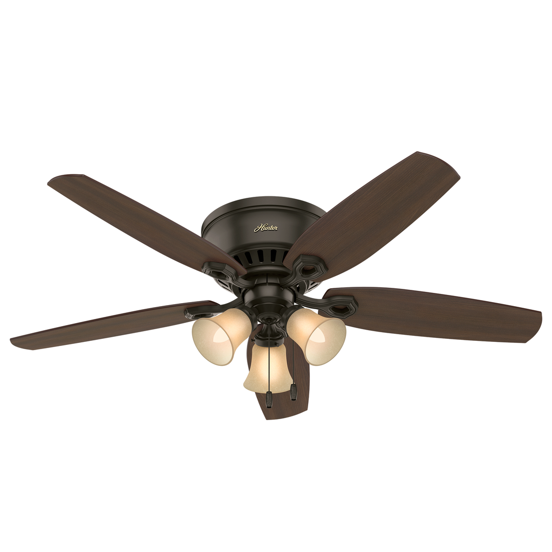 Hunter 52 inch Builder Low Profile Ceiling Fan with LED Light Kit and Pull Chain Indoor Ceiling Fans Hunter   