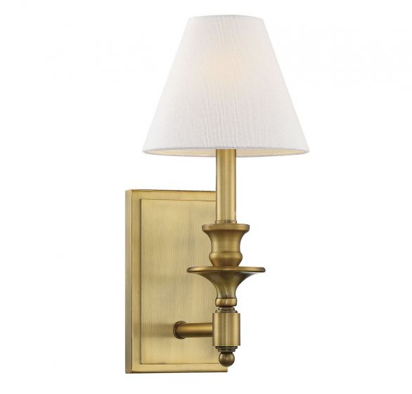 Essentials Washburn Sconce Wall Sconces Savoy House Warm Brass 1 