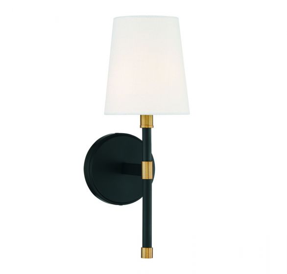 Essentials Brody Sconce Wall Sconces Savoy House Matte Black with Warm Brass Accents 1 