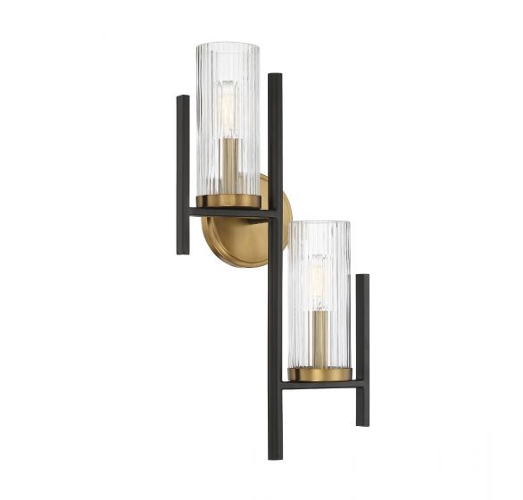 Savoy House Midland Sconce Wall Sconces Savoy House Matte Black with Warm Brass Accents 2 