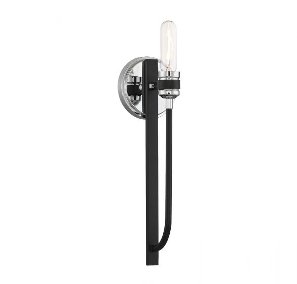 Essentials Kenyon Sconce Wall Sconces Savoy House Kenyon Black and Chrome 1 