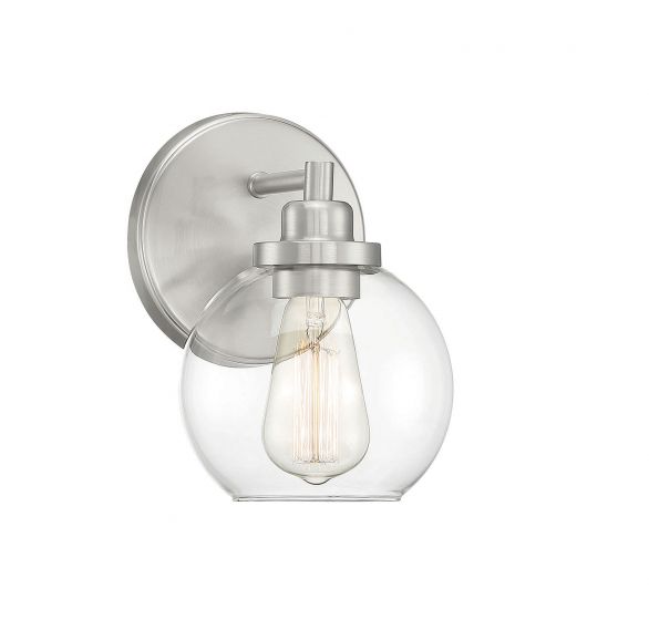 Savoy House Essentials Carson Bath Vanity Lights Savoy House 5.5x8.5 Satin Nickel Clear Glass