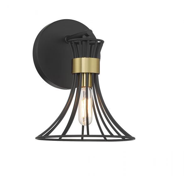 Savoy House Breur Sconce Wall Sconces Savoy House Matte Black with Warm Brass 1 