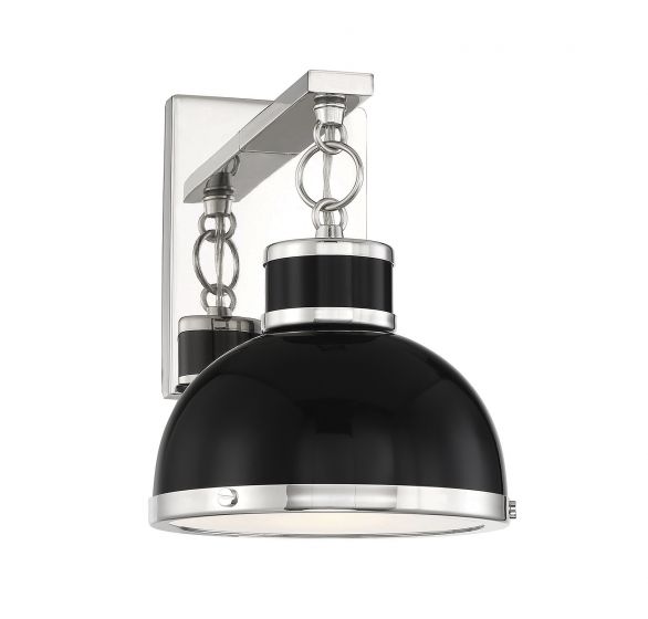 Savoy House Corning Sconce Wall Sconces Savoy House Black with Polished Nickel Accents 1 