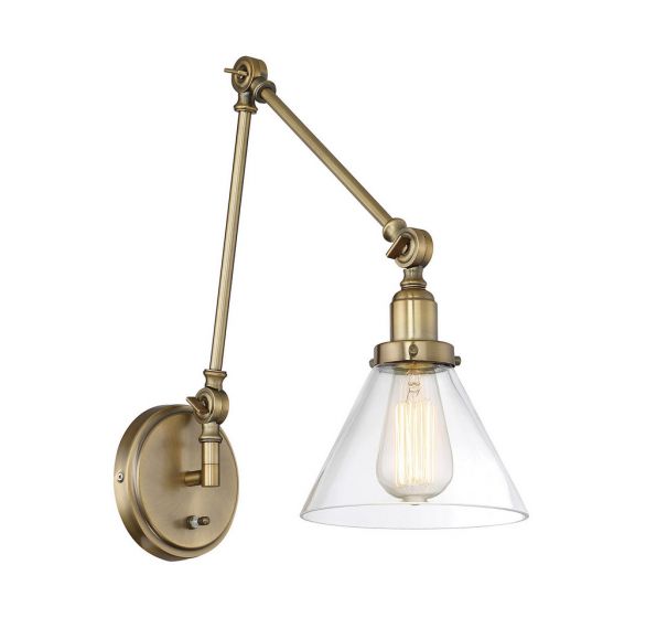 Essentials Drake Sconce Wall Sconces Savoy House Warm Brass 1 