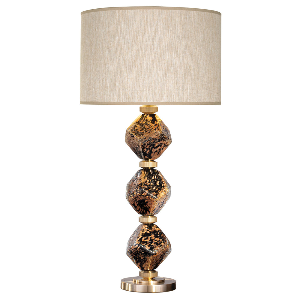 Fine Art Handcrafted Lighting Natural Inspirations Table Lamp Table Lamps Fine Art Handcrafted Lighting Black & Gold Blown Glass w/Beige Shade  