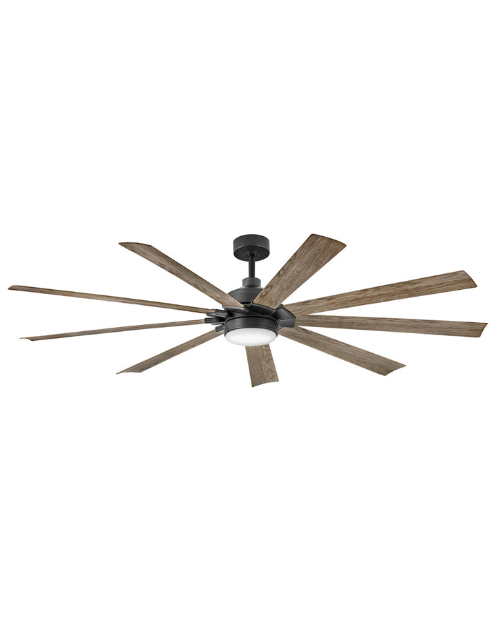 Hinkley Turbine LED Fan Outdoor Ceiling Fans Hinkley 80 Matte Black Driftwood