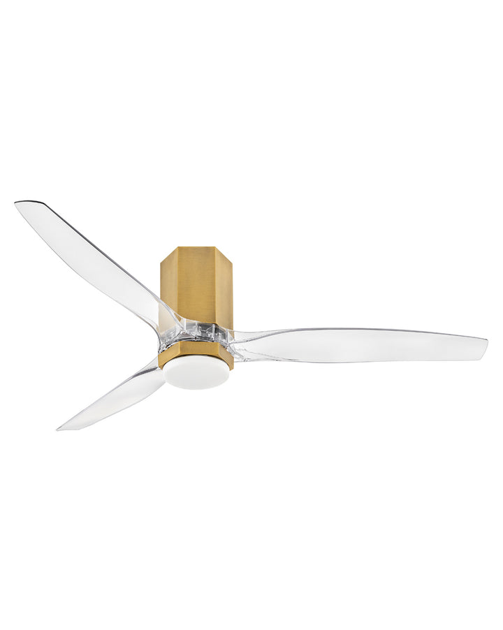 Hinkley Facet LED Fan Outdoor Ceiling Fans Hinkley 52 Heritage Brass Clear Acrylic