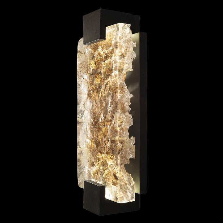 Fine Art Handcrafted Lighting Terra 15.75"H Sconce in Standard Black Iron, Gold Leaf (896650-12ST)